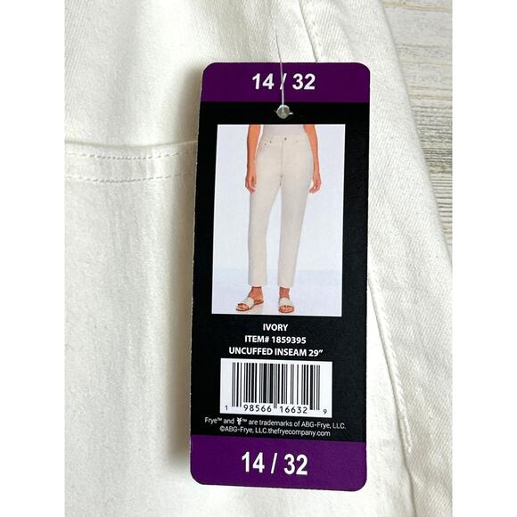 Frye Women’s 16 White High Rise Cuffed Crop Stretch Denim Jeans NWT roll cuff - Picture 4 of 8